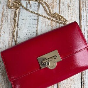 Ted baker red clutch with gold chain